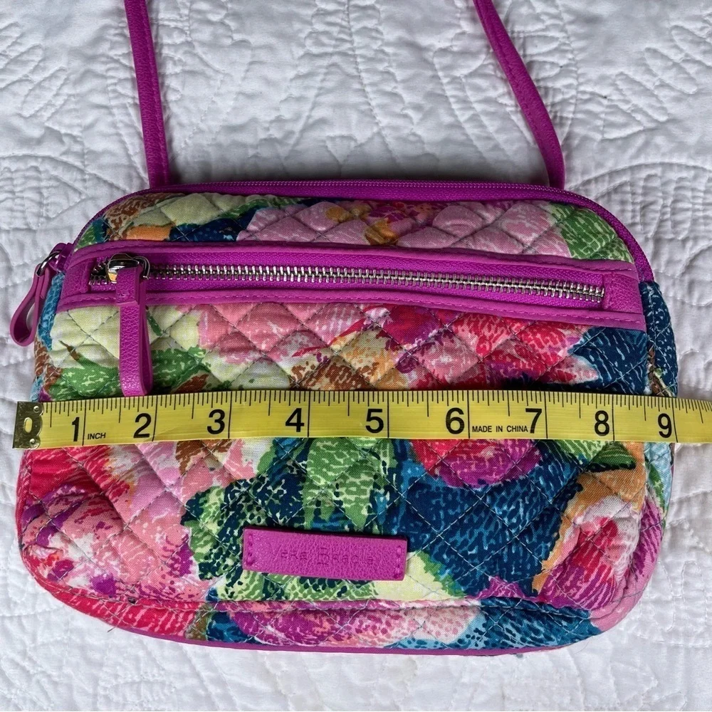 VERA BRADLEY Superbloom Iconic RFID Little Crossbody Purse Bag Pink Floral Quilt
